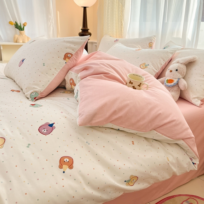 91家纺网 家纺一手货源 找家纺 麦伦家居 2025春夏新款全棉纯棉斜纹40s13372系列-小清新卡通 泡泡熊