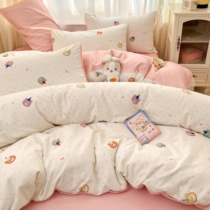 91家纺网 家纺一手货源 找家纺 麦伦家居 2025春夏新款全棉纯棉斜纹40s13372系列-小清新卡通 泡泡熊