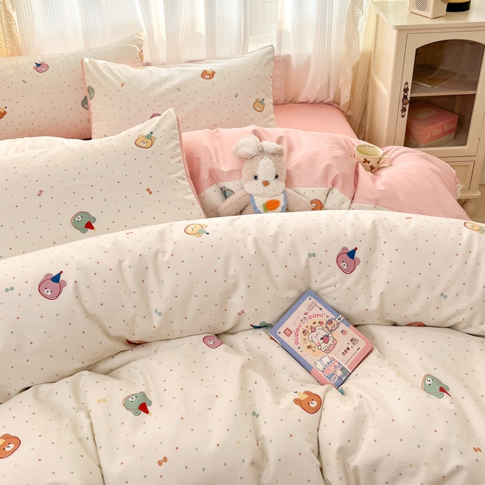 91家纺网 家纺一手货源 找家纺 麦伦家居 2025春夏新款全棉纯棉斜纹40s13372系列-小清新卡通 泡泡熊