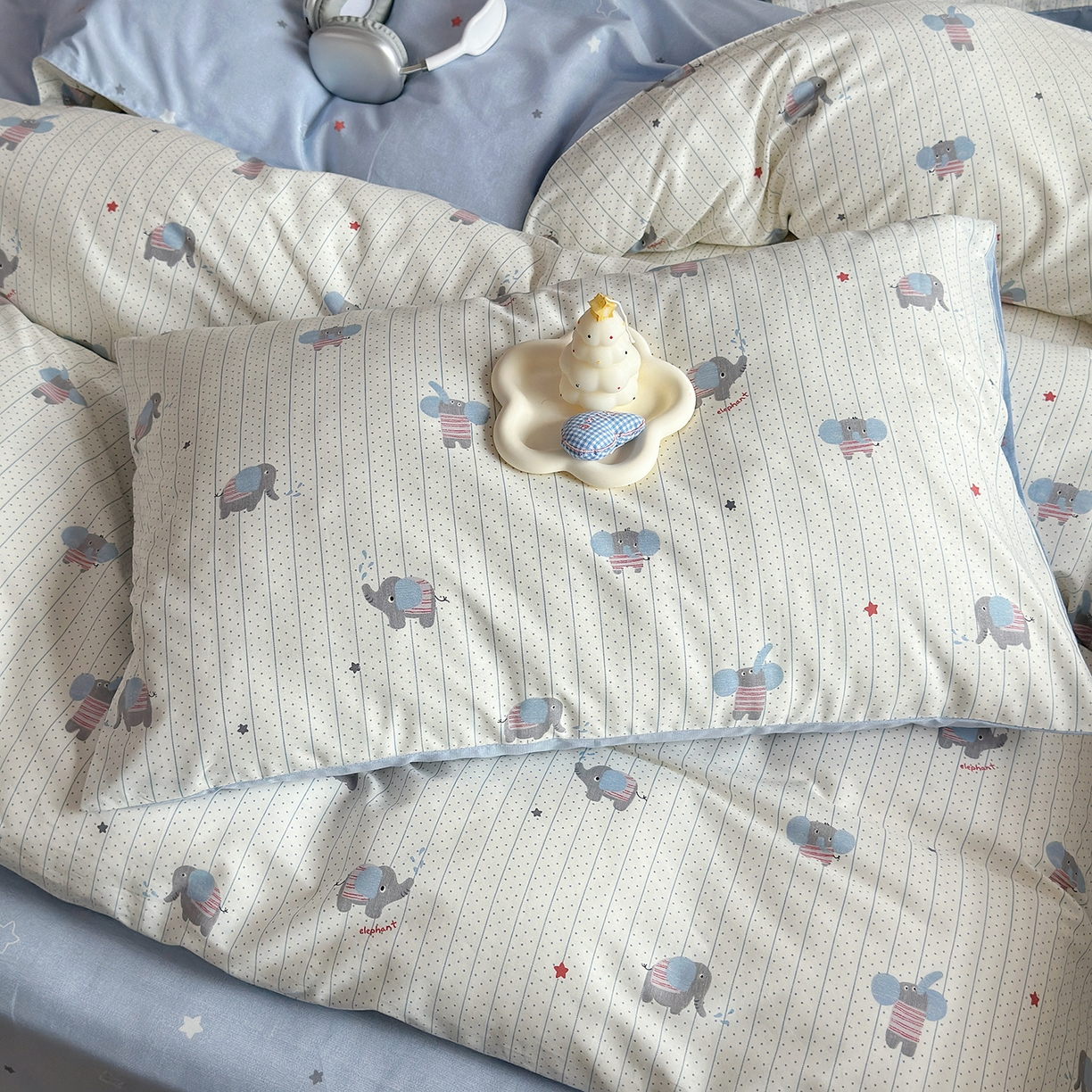 91家纺网 家纺一手货源 找家纺 麦伦家居 2025春夏新款全棉纯棉斜纹40s13372系列-小清新卡通 跳跳象