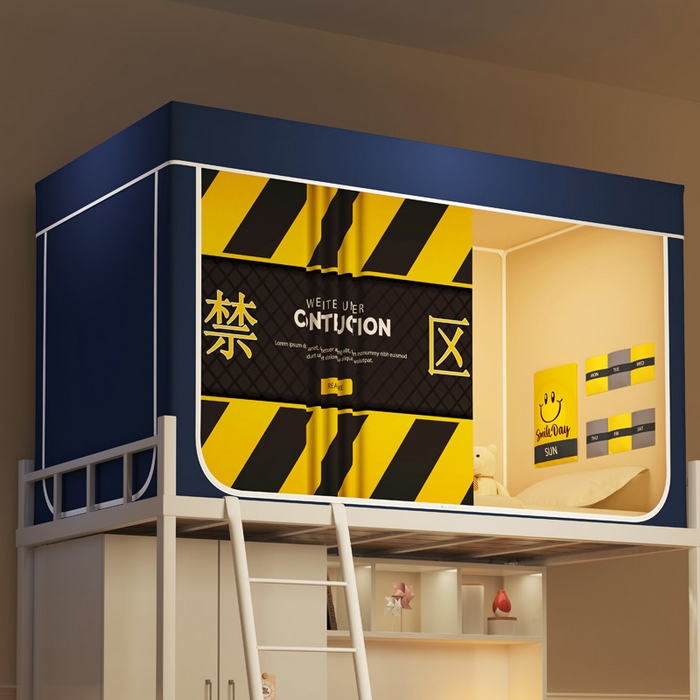 91家纺网 家纺一手货源 找家纺 宅部落 2025新款学生床帘宿舍上下铺床帘式印花强遮光学生蚊帐-印花系列 禁区