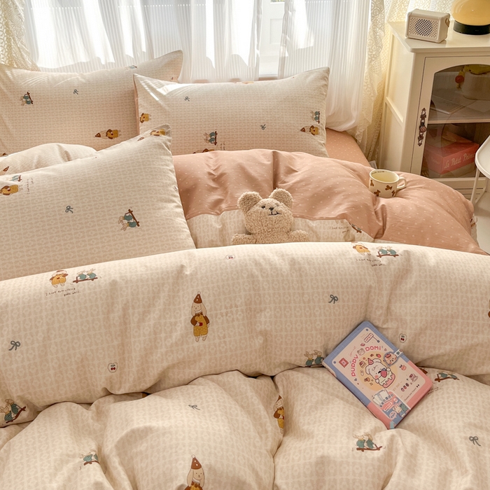 91家纺网 家纺一手货源 找家纺 麦伦家居 2025春夏新款全棉纯棉斜纹40s13372系列-小清新卡通 兔梦园