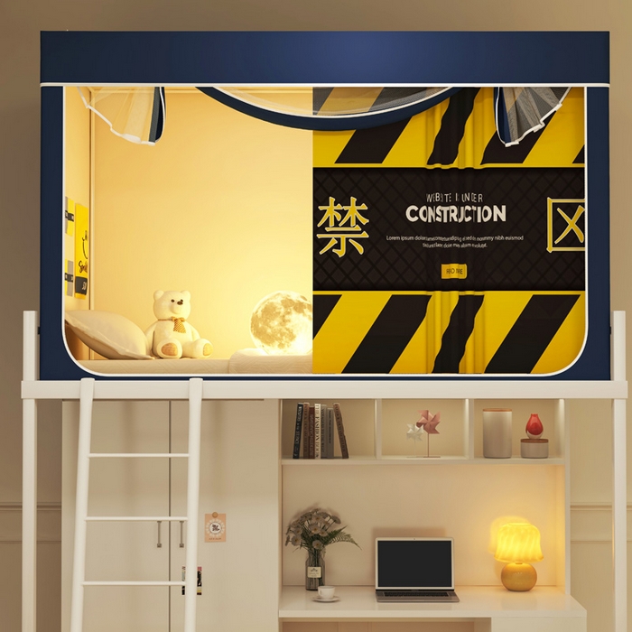 91家纺网 家纺一手货源 找家纺 宅部落 2025新款学生床帘宿舍上下铺床帘式印花强遮光学生蚊帐-印花系列 禁区