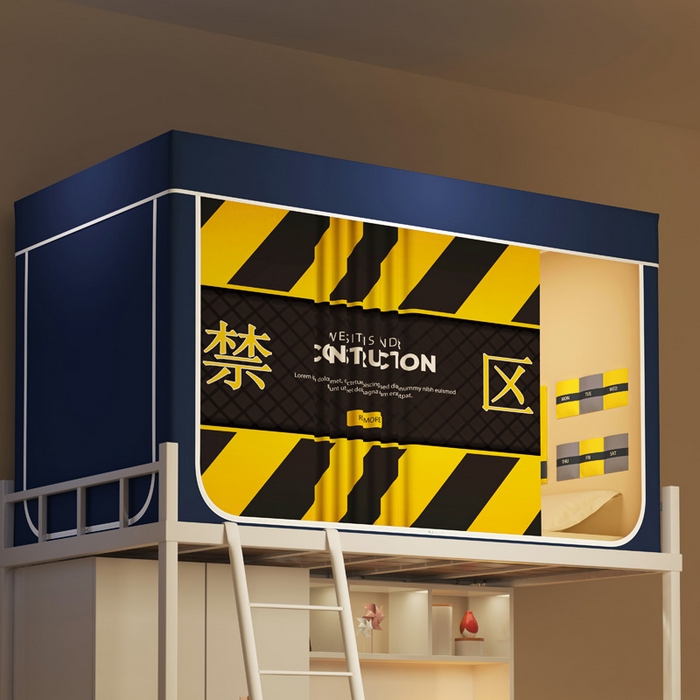 91家纺网 家纺一手货源 找家纺 宅部落 2025新款学生床帘宿舍上下铺床帘式印花强遮光学生蚊帐-印花系列 禁区