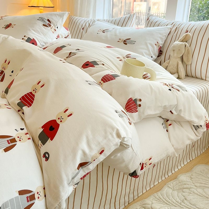 91家纺网 家纺一手货源 找家纺 麦伦家居 2025春夏新款全棉纯棉斜纹40s13372系列-小清新卡通 兔子酱