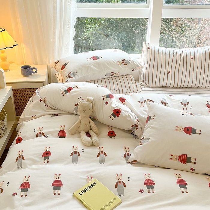 91家纺网 家纺一手货源 找家纺 麦伦家居 2025春夏新款全棉纯棉斜纹40s13372系列-小清新卡通 兔子酱