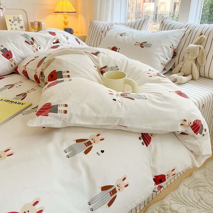 91家纺网 家纺一手货源 找家纺 麦伦家居 2025春夏新款全棉纯棉斜纹40s13372系列-小清新卡通 兔子酱