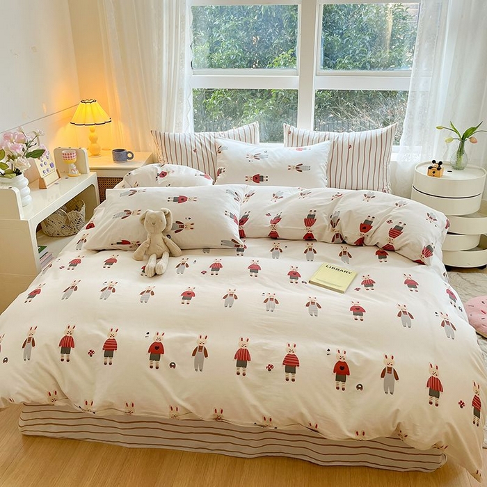 91家纺网 家纺一手货源 找家纺 麦伦家居 2025春夏新款全棉纯棉斜纹40s13372系列-小清新卡通 兔子酱