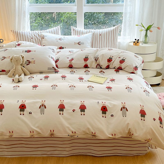 91家纺网 家纺一手货源 找家纺 麦伦家居 2025春夏新款全棉纯棉斜纹40s13372系列-小清新卡通 兔子酱