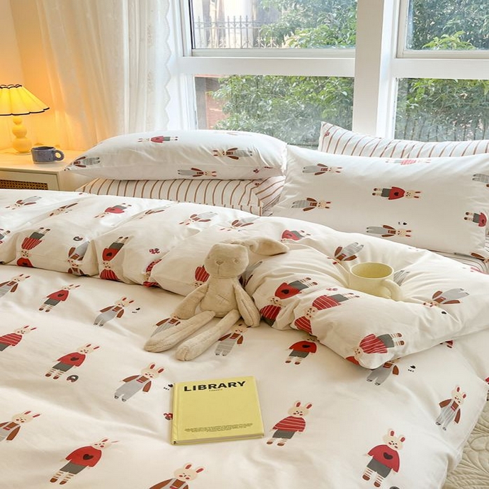 91家纺网 家纺一手货源 找家纺 麦伦家居 2025春夏新款全棉纯棉斜纹40s13372系列-小清新卡通 兔子酱