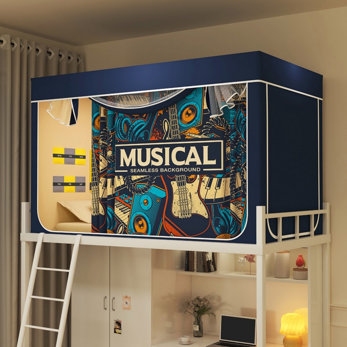 宅部落 2025新款学生床帘宿舍上下铺床帘式印花强遮光学生蚊帐-印花系列 潮派