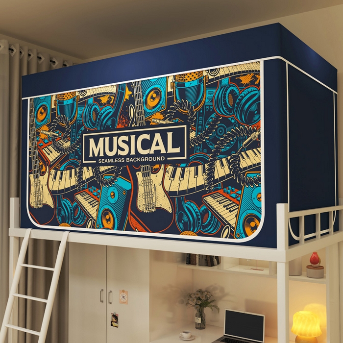 91家纺网 家纺一手货源 找家纺 宅部落 2025新款学生床帘宿舍上下铺床帘式印花强遮光学生蚊帐-印花系列 潮派