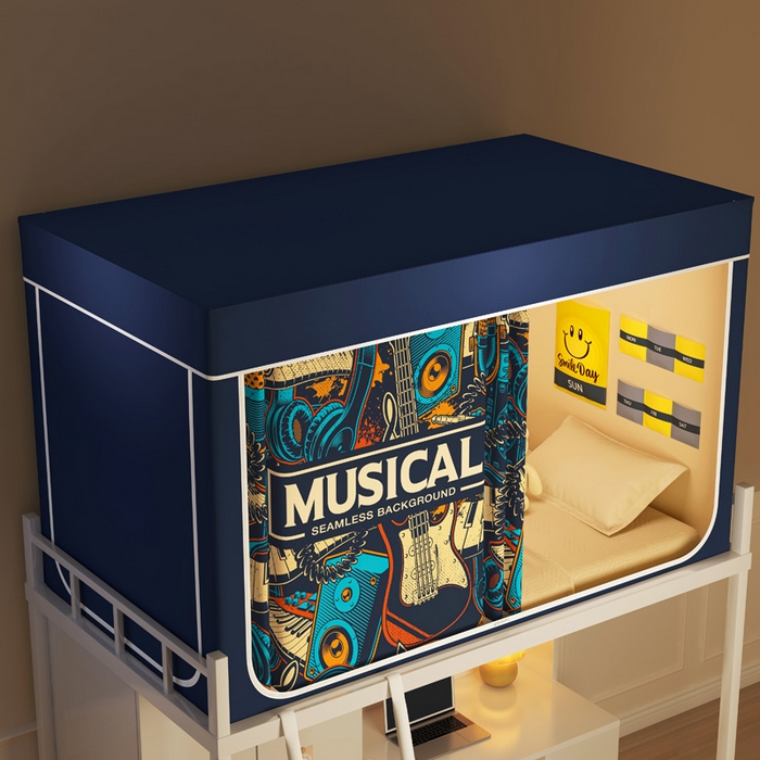 91家纺网 家纺一手货源 找家纺 宅部落 2025新款学生床帘宿舍上下铺床帘式印花强遮光学生蚊帐-印花系列 潮派