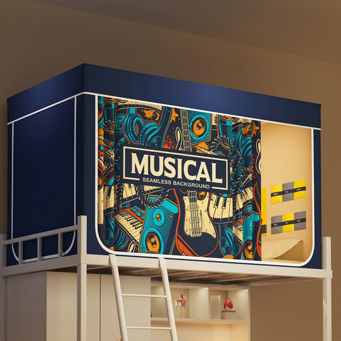 91家纺网 家纺一手货源 找家纺 宅部落 2025新款学生床帘宿舍上下铺床帘式印花强遮光学生蚊帐-印花系列 潮派