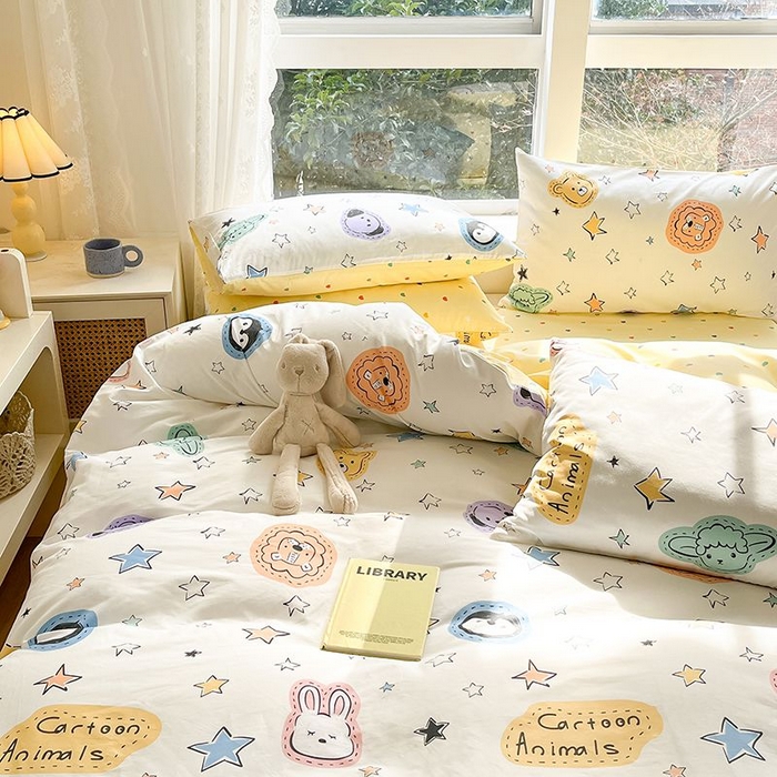 91家纺网 家纺一手货源 找家纺 麦伦家居 2025春夏新款全棉纯棉斜纹40s13372系列-小清新卡通 星星该睡了