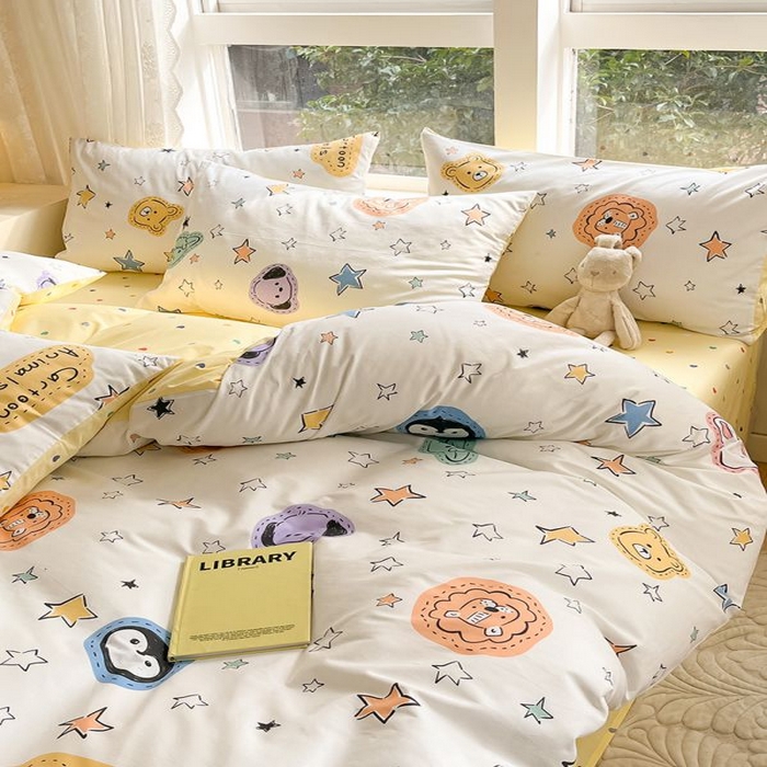 91家纺网 家纺一手货源 找家纺 麦伦家居 2025春夏新款全棉纯棉斜纹40s13372系列-小清新卡通 星星该睡了