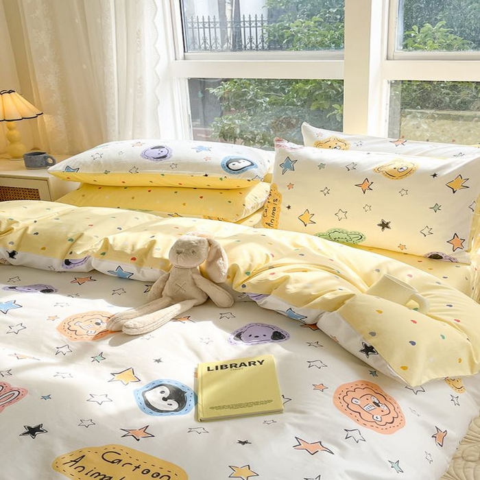 91家纺网 家纺一手货源 找家纺 麦伦家居 2025春夏新款全棉纯棉斜纹40s13372系列-小清新卡通 星星该睡了