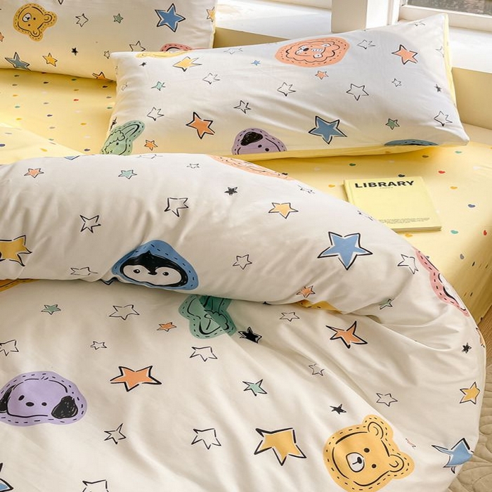 91家纺网 家纺一手货源 找家纺 麦伦家居 2025春夏新款全棉纯棉斜纹40s13372系列-小清新卡通 星星该睡了