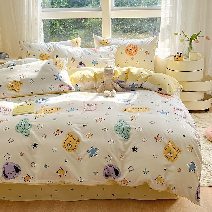 91家纺网 家纺一手货源 找家纺 麦伦家居 2025春夏新款全棉纯棉斜纹40s13372系列-小清新卡通 星星该睡了