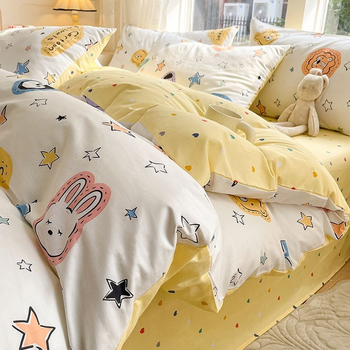 91家纺网 家纺一手货源 找家纺 麦伦家居 2025春夏新款全棉纯棉斜纹40s13372系列-小清新卡通 星星该睡了