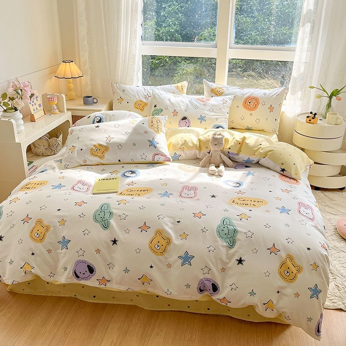 91家纺网 家纺一手货源 找家纺 麦伦家居 2025春夏新款全棉纯棉斜纹40s13372系列-小清新卡通 星星该睡了