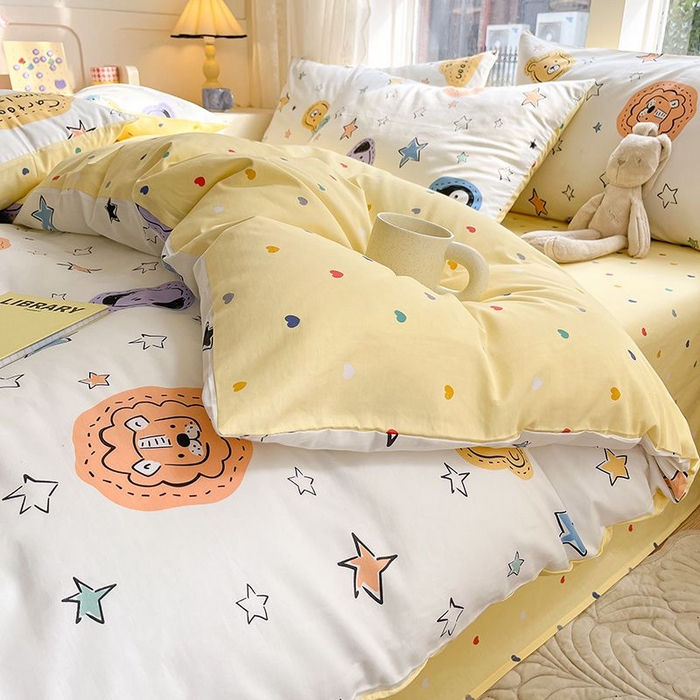 91家纺网 家纺一手货源 找家纺 麦伦家居 2025春夏新款全棉纯棉斜纹40s13372系列-小清新卡通 星星该睡了