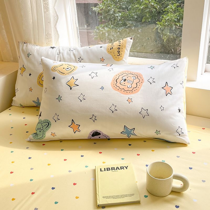 91家纺网 家纺一手货源 找家纺 麦伦家居 2025春夏新款全棉纯棉斜纹40s13372系列-小清新卡通 星星该睡了