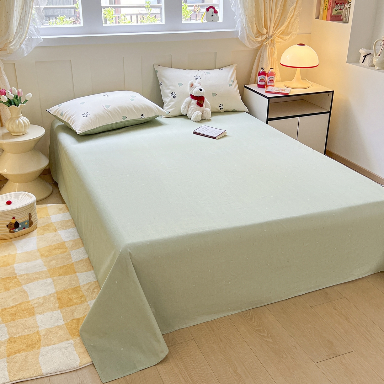 91家纺网 家纺一手货源 找家纺 麦伦家居 2025春夏新款全棉纯棉斜纹40s13372系列-小清新卡通 熊猫森林