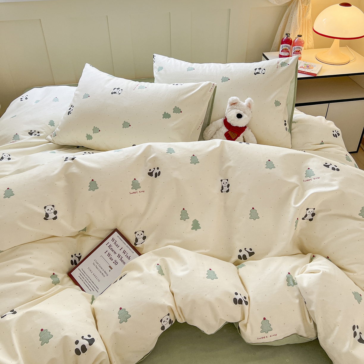 91家纺网 家纺一手货源 找家纺 麦伦家居 2025春夏新款全棉纯棉斜纹40s13372系列-小清新卡通 熊猫森林