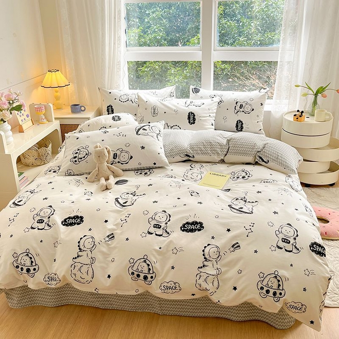 91家纺网 家纺一手货源 找家纺 麦伦家居 2025春夏新款全棉纯棉斜纹40s13372系列-小清新卡通 宇宙星辰