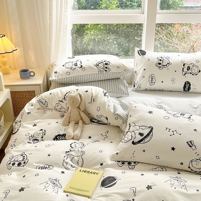 91家纺网 家纺一手货源 找家纺 麦伦家居 2025春夏新款全棉纯棉斜纹40s13372系列-小清新卡通 宇宙星辰