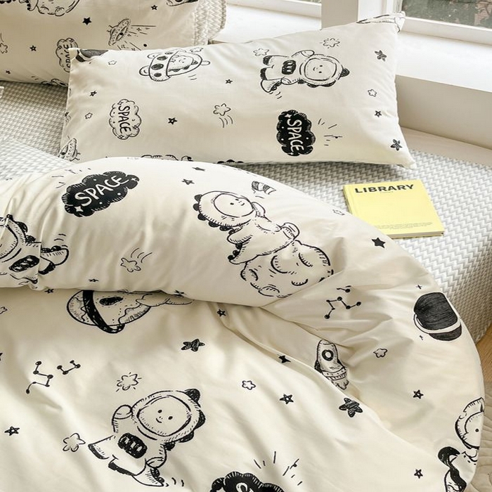 91家纺网 家纺一手货源 找家纺 麦伦家居 2025春夏新款全棉纯棉斜纹40s13372系列-小清新卡通 宇宙星辰