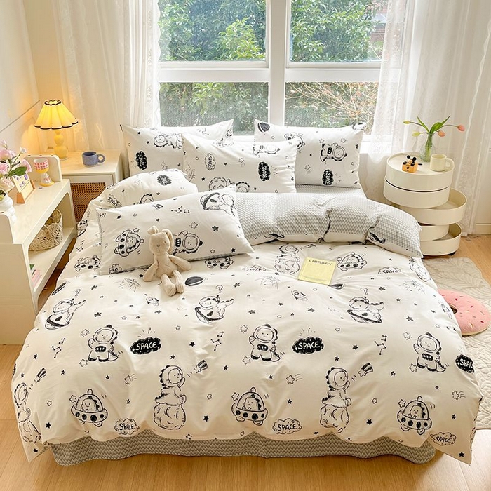 91家纺网 家纺一手货源 找家纺 麦伦家居 2025春夏新款全棉纯棉斜纹40s13372系列-小清新卡通 宇宙星辰