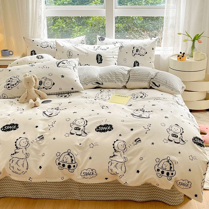 91家纺网 家纺一手货源 找家纺 麦伦家居 2025春夏新款全棉纯棉斜纹40s13372系列-小清新卡通 宇宙星辰