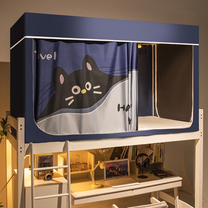 91家纺网 家纺一手货源 找家纺 宅部落 2025新款学生床帘宿舍上下铺床帘式印花强遮光学生蚊帐-印花系列 躲喵喵