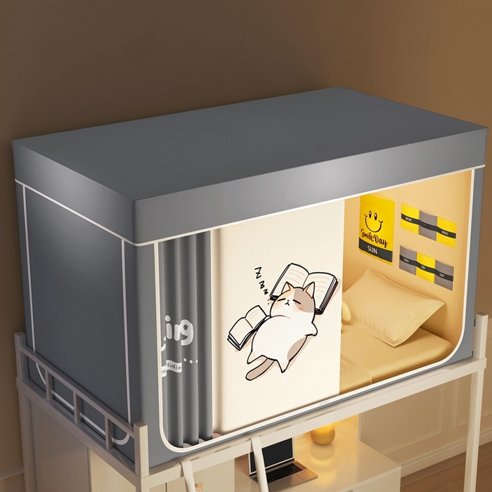 91家纺网 家纺一手货源 找家纺 宅部落 2025新款学生床帘宿舍上下铺床帘式印花强遮光学生蚊帐-印花系列 喵不可言