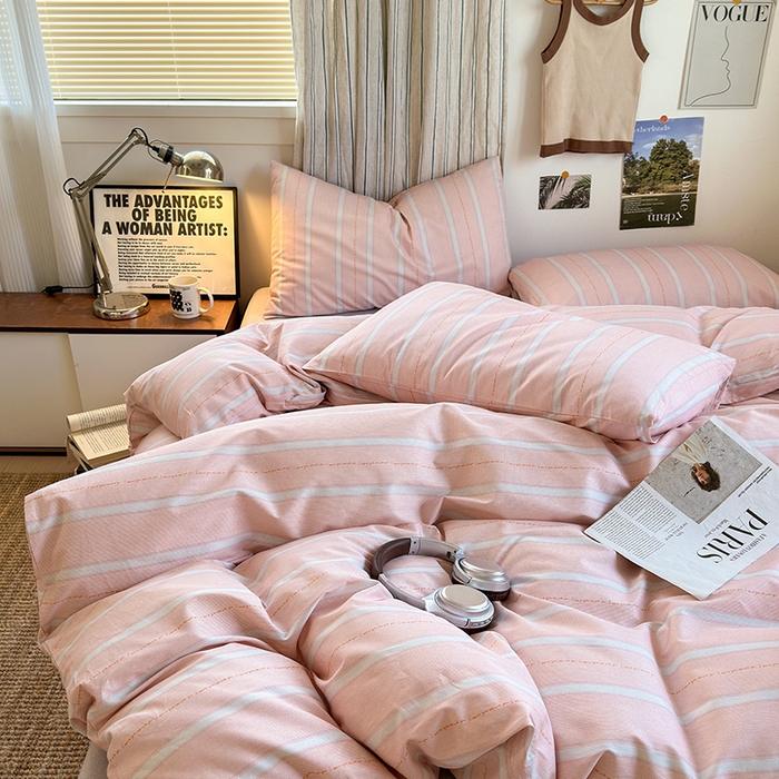 91家纺网 家纺一手货源 找家纺 麦伦家居 2025春夏新款全棉纯棉斜纹40s13372系列-简约条格系 格调