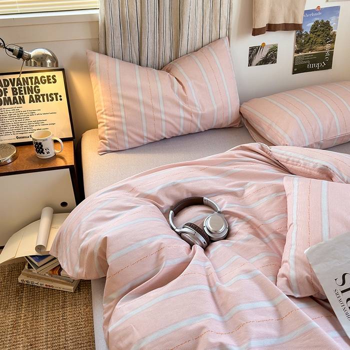 91家纺网 家纺一手货源 找家纺 麦伦家居 2025春夏新款全棉纯棉斜纹40s13372系列-简约条格系 格调