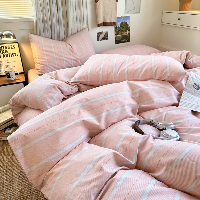 91家纺网 家纺一手货源 找家纺 麦伦家居 2025春夏新款全棉纯棉斜纹40s13372系列-简约条格系 格调