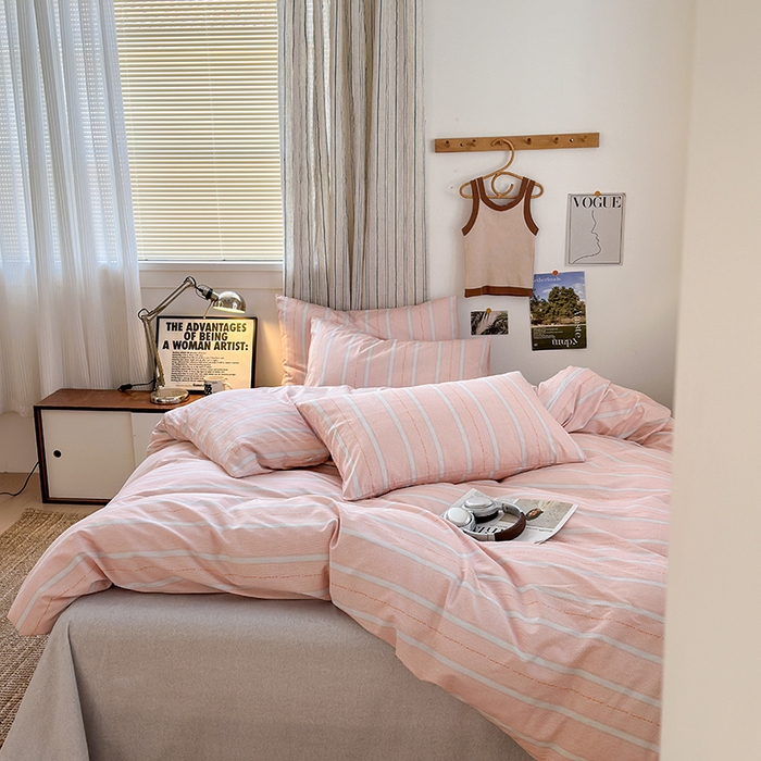 91家纺网 家纺一手货源 找家纺 麦伦家居 2025春夏新款全棉纯棉斜纹40s13372系列-简约条格系 格调