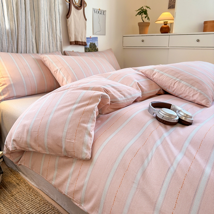 91家纺网 家纺一手货源 找家纺 麦伦家居 2025春夏新款全棉纯棉斜纹40s13372系列-简约条格系 格调