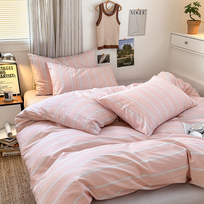 91家纺网 家纺一手货源 找家纺 麦伦家居 2025春夏新款全棉纯棉斜纹40s13372系列-简约条格系 格调