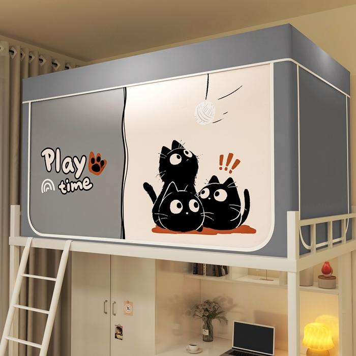 91家纺网 家纺一手货源 找家纺 宅部落 2025新款学生床帘宿舍上下铺床帘式印花强遮光学生蚊帐-印花系列 奇乐时刻