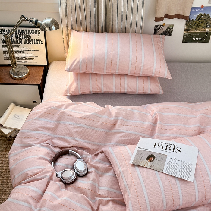 91家纺网 家纺一手货源 找家纺 麦伦家居 2025春夏新款全棉纯棉斜纹40s13372系列-简约条格系 格调