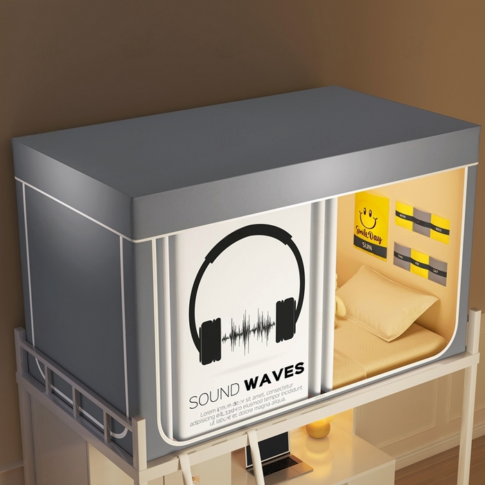 91家纺网 家纺一手货源 找家纺 宅部落 2025新款学生床帘宿舍上下铺床帘式印花强遮光学生蚊帐-印花系列 音之波