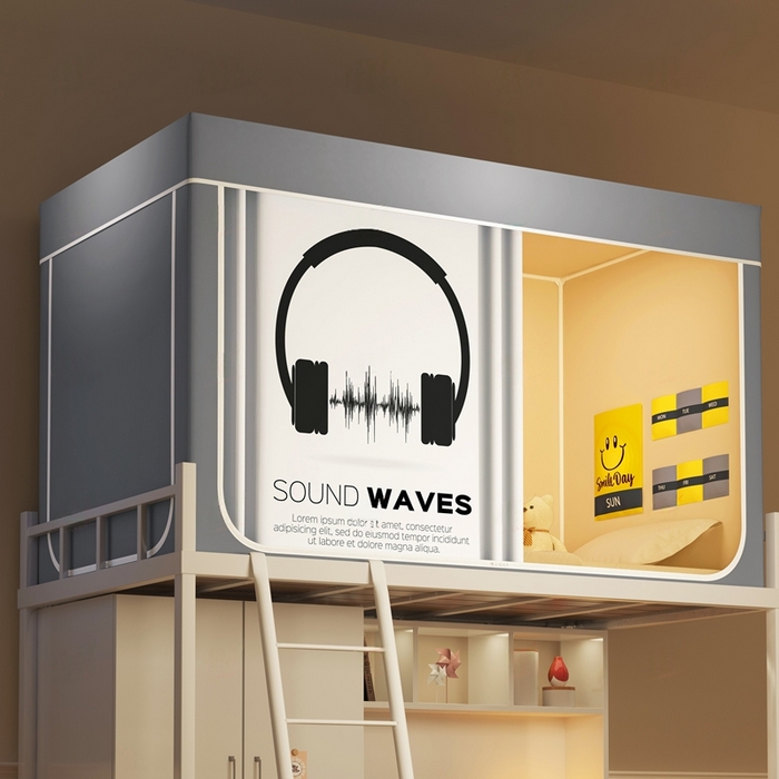 91家纺网 家纺一手货源 找家纺 宅部落 2025新款学生床帘宿舍上下铺床帘式印花强遮光学生蚊帐-印花系列 音之波