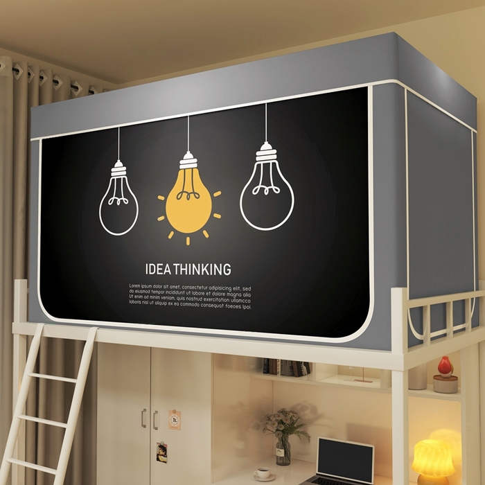 91家纺网 家纺一手货源 找家纺 宅部落 2025新款学生床帘宿舍上下铺床帘式印花强遮光学生蚊帐-印花系列 智慧之光