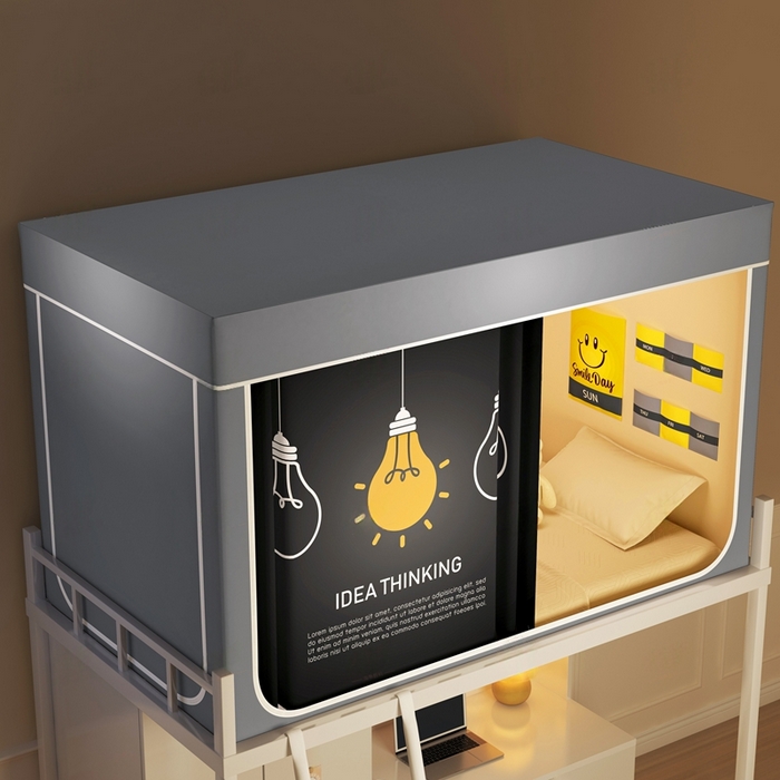 91家纺网 家纺一手货源 找家纺 宅部落 2025新款学生床帘宿舍上下铺床帘式印花强遮光学生蚊帐-印花系列 智慧之光