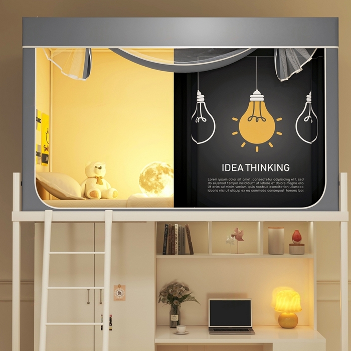 91家纺网 家纺一手货源 找家纺 宅部落 2025新款学生床帘宿舍上下铺床帘式印花强遮光学生蚊帐-印花系列 智慧之光