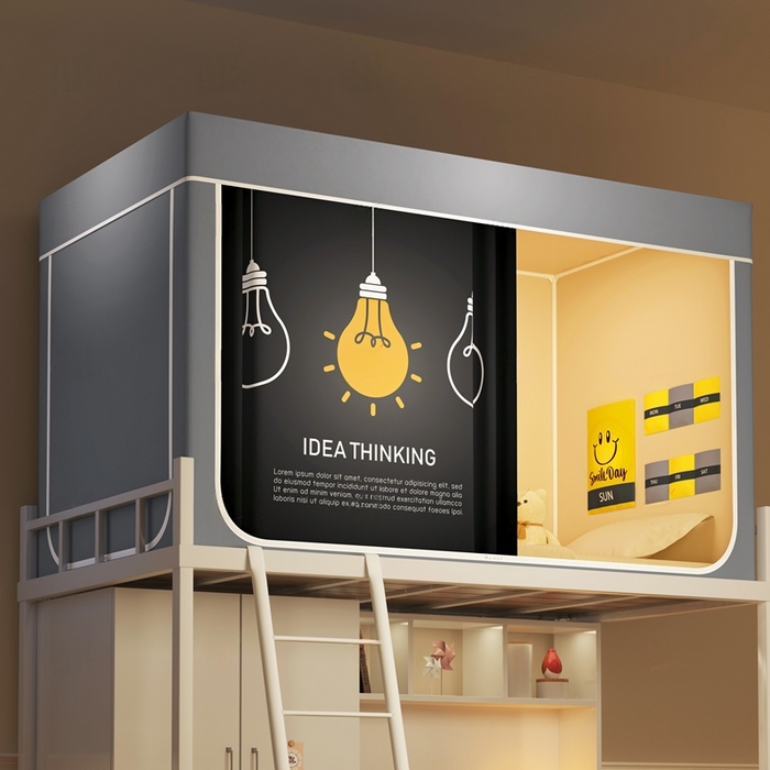 91家纺网 家纺一手货源 找家纺 宅部落 2025新款学生床帘宿舍上下铺床帘式印花强遮光学生蚊帐-印花系列 智慧之光